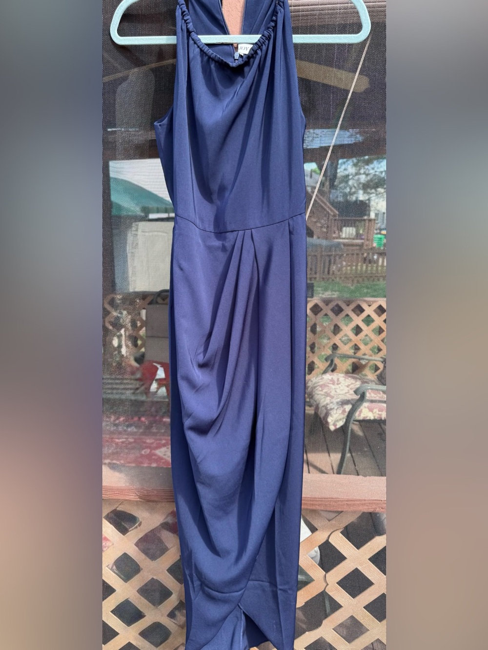 NEW SHONA JOY Draped Halter Tulip DRESS Size 8 $280 Navy NORDSTROM - Picture 3 of 6